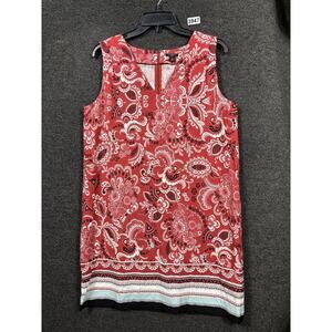Ann Taylor Factory Paisley Sheath Mini DressWomens Size 12P Red Sleeveless NEW